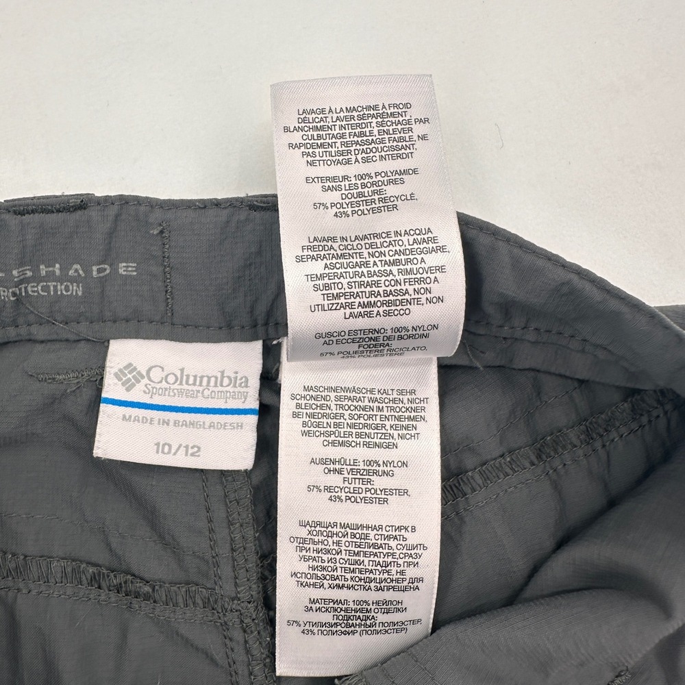 Columbia Kids Silver Ridge Cargo Shorts Grey Nylon Hiking Sun Protection 10/12 - Picture 4 of 10